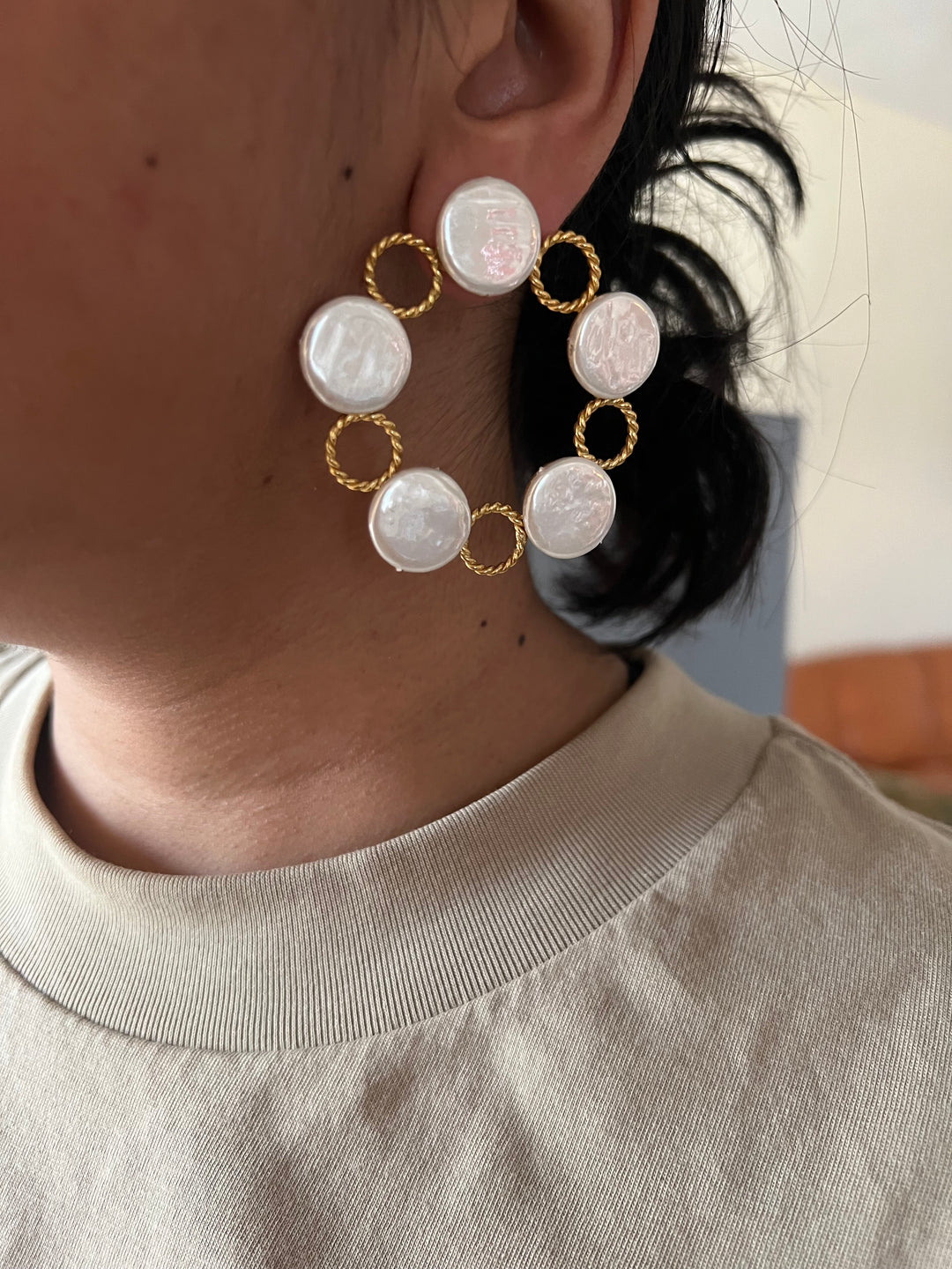 Designer Coin Pearl  Studs