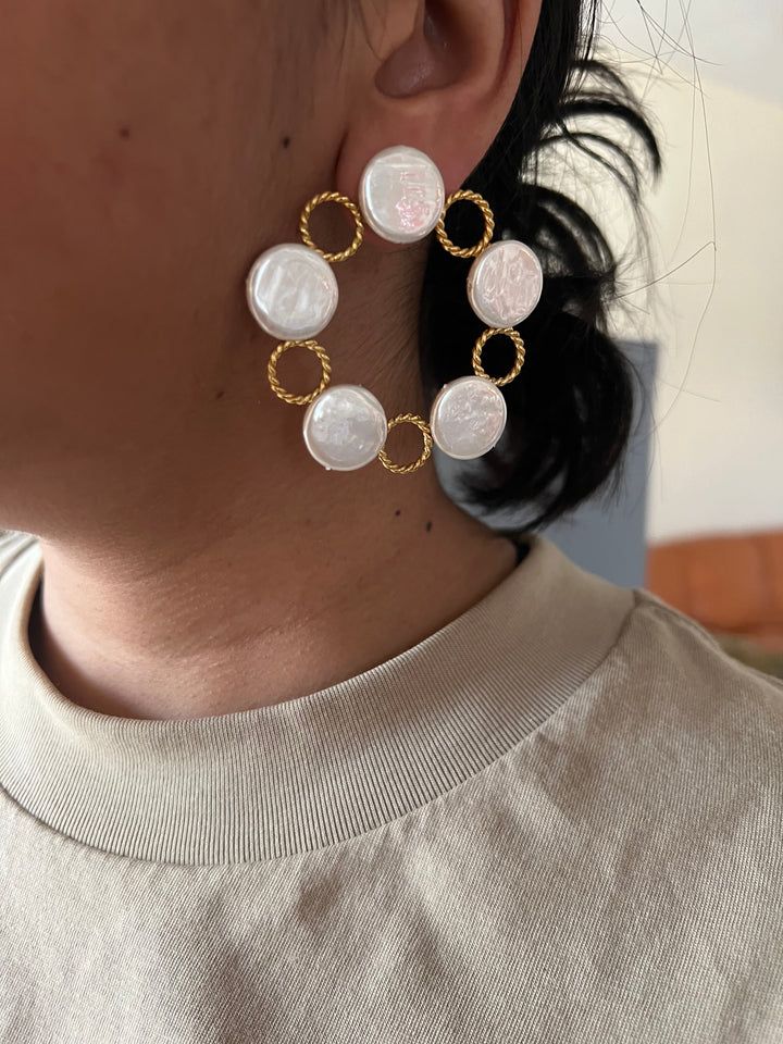Designer Coin Pearl  Studs