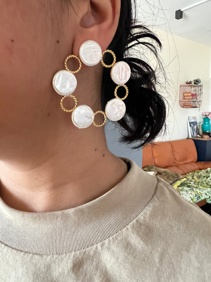 Designer Coin Pearl  Studs