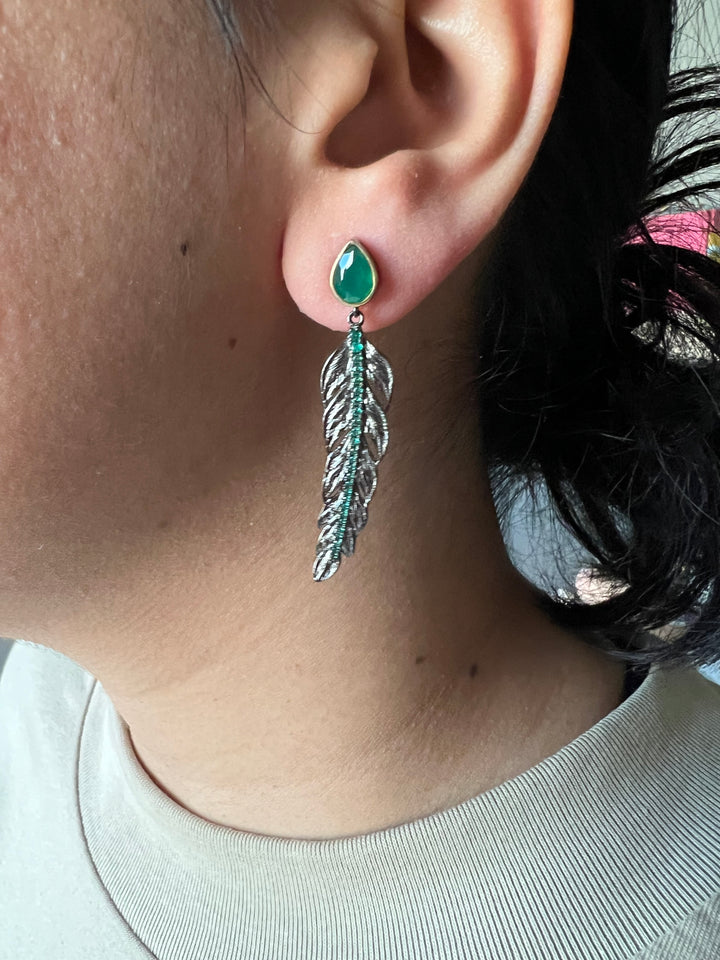 Minimalist 925 Silver Agate Leaf Earrings