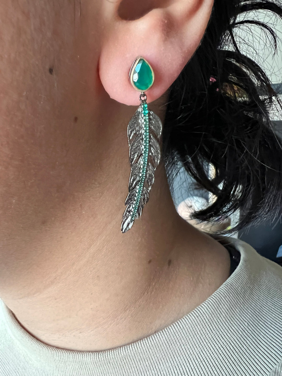 Minimalist 925 Silver Agate Leaf Earrings