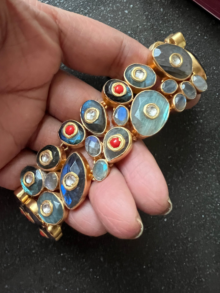 Pure 925 Silver Kundan Bracelet - Premium Quality, Exquisite Craftsmanship