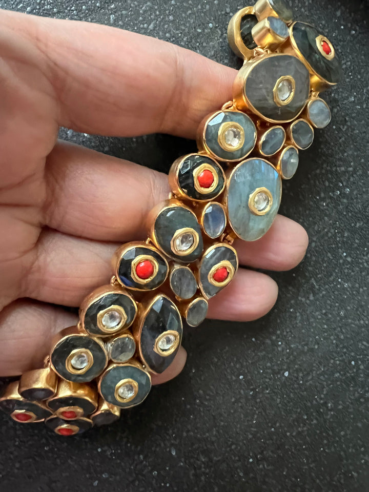 Pure 925 Silver Kundan Bracelet - Premium Quality, Exquisite Craftsmanship