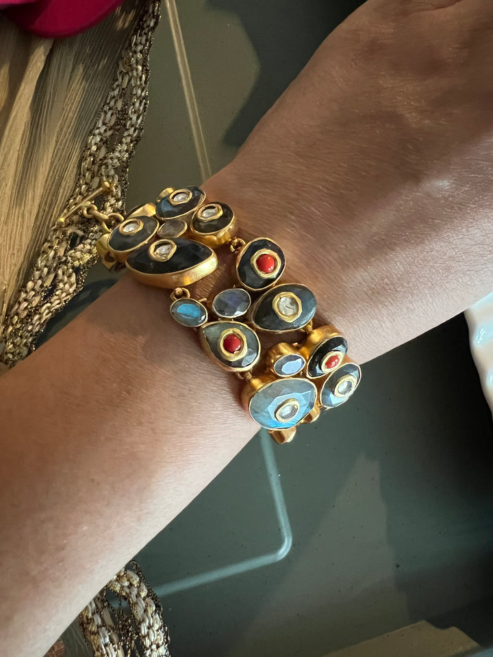 Pure 925 Silver Kundan Bracelet - Premium Quality, Exquisite Craftsmanship