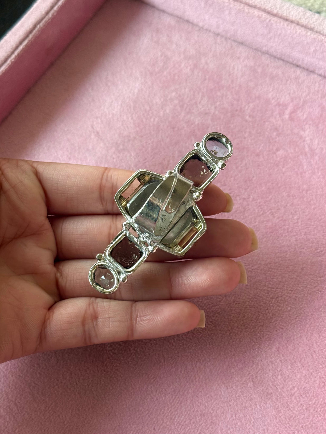 Vintage Watch Quartz Stones Statement Ring