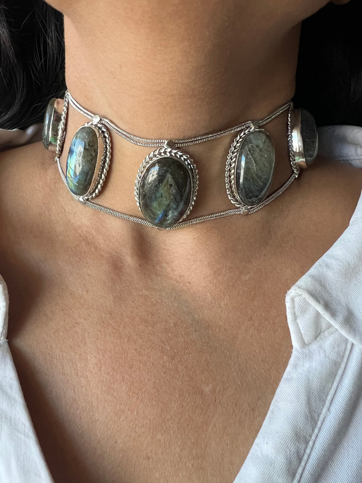 Statement Labradorite Choker / One-of-a-kind Jewlery/ Indian Choker