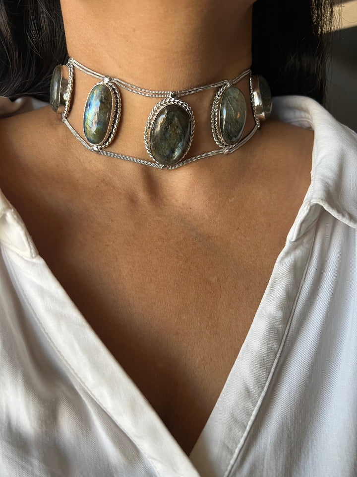Statement Labradorite Choker / One-of-a-kind Jewlery/ Indian Choker