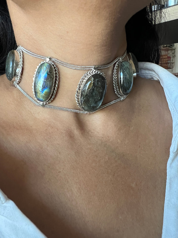 Statement Labradorite Choker / One-of-a-kind Jewlery/ Indian Choker