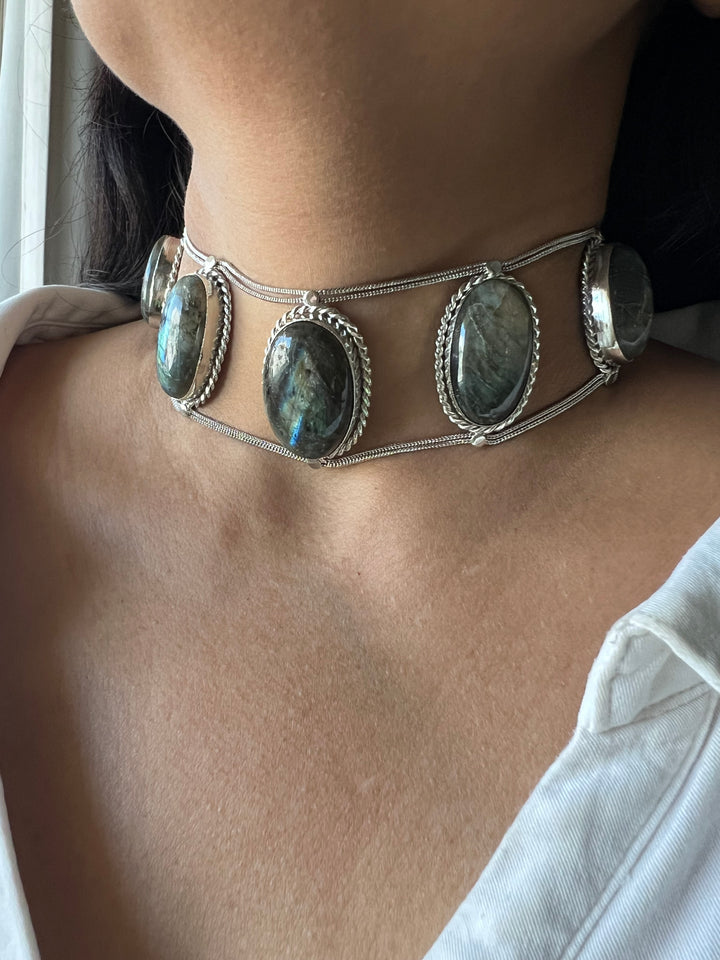 Statement Labradorite Choker / One-of-a-kind Jewlery/ Indian Choker