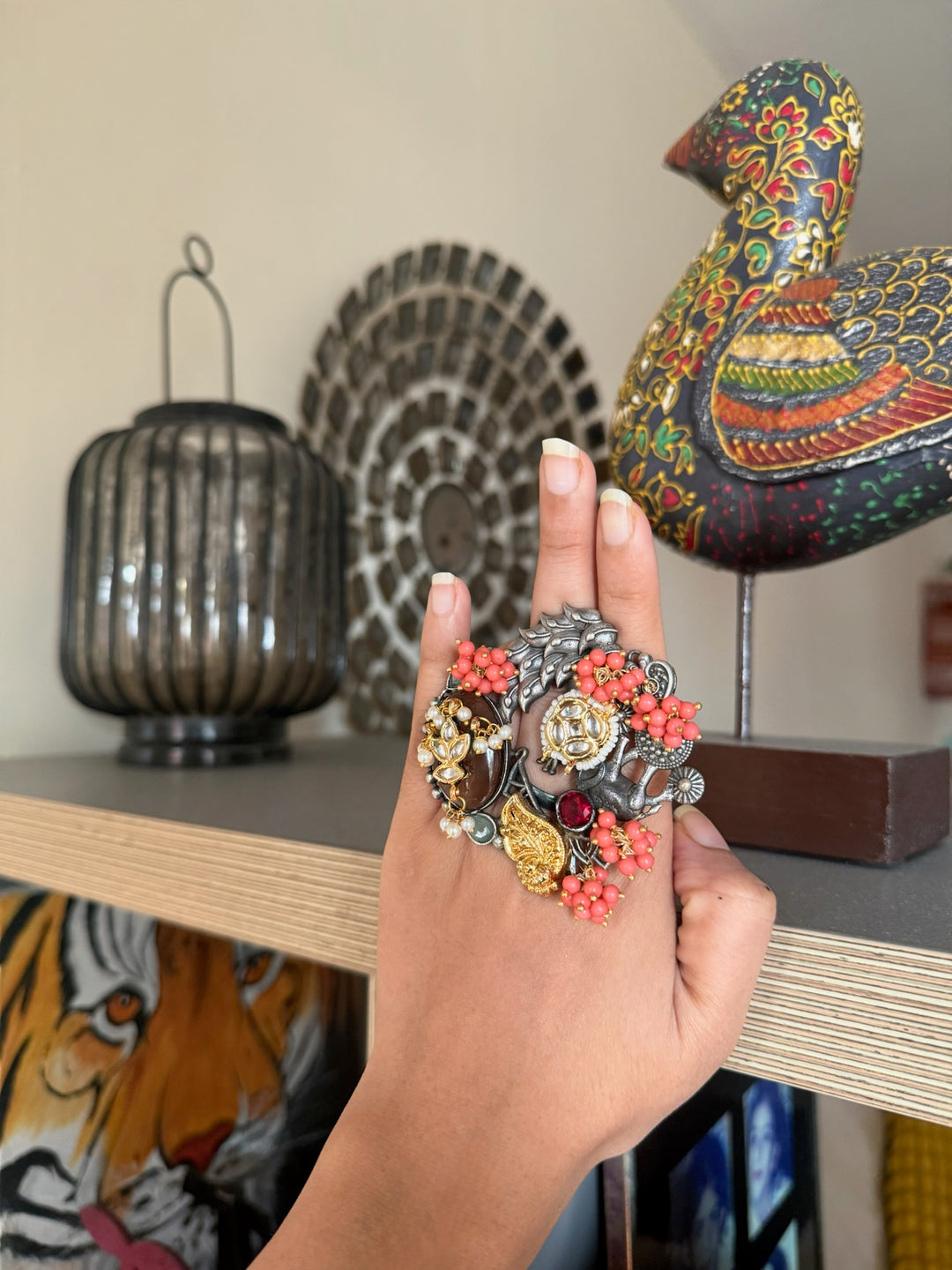 Designer Fusion Statement Ring | Adjustable | SHIVKA