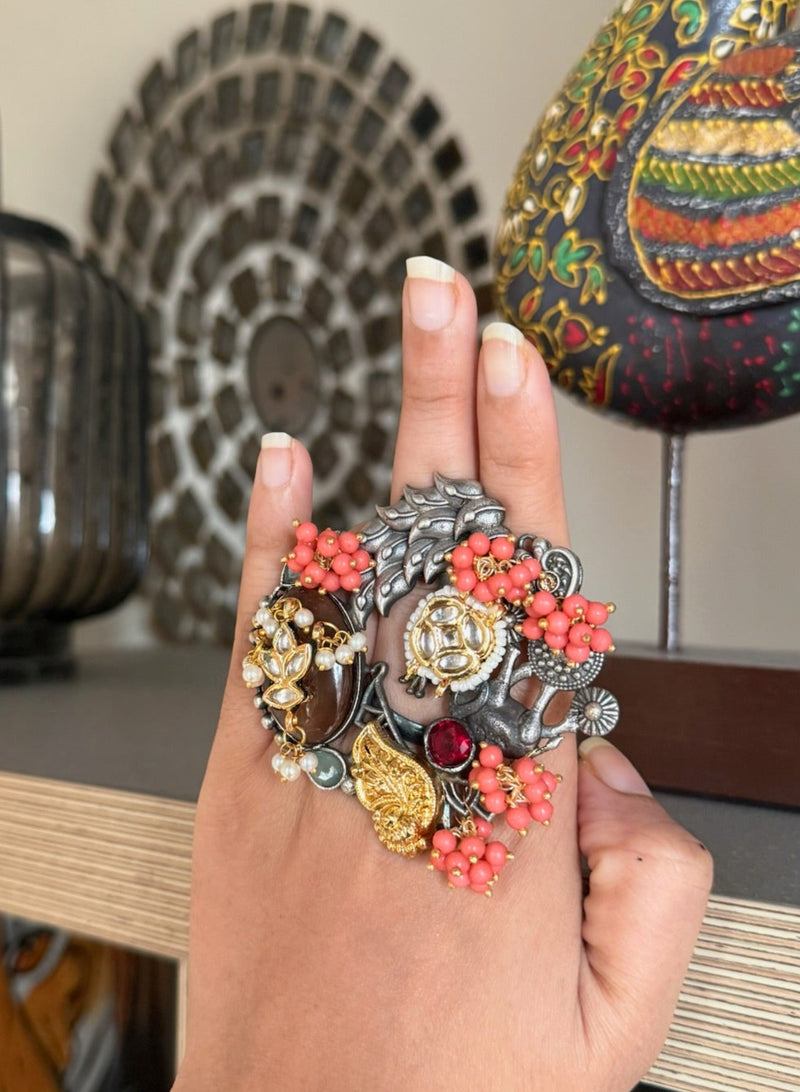 Designer Fusion Statement Ring | Adjustable | SHIVKA