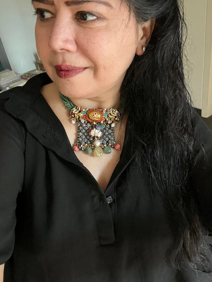 SHIVKA Designed Nakhra 925 Silver Necklace