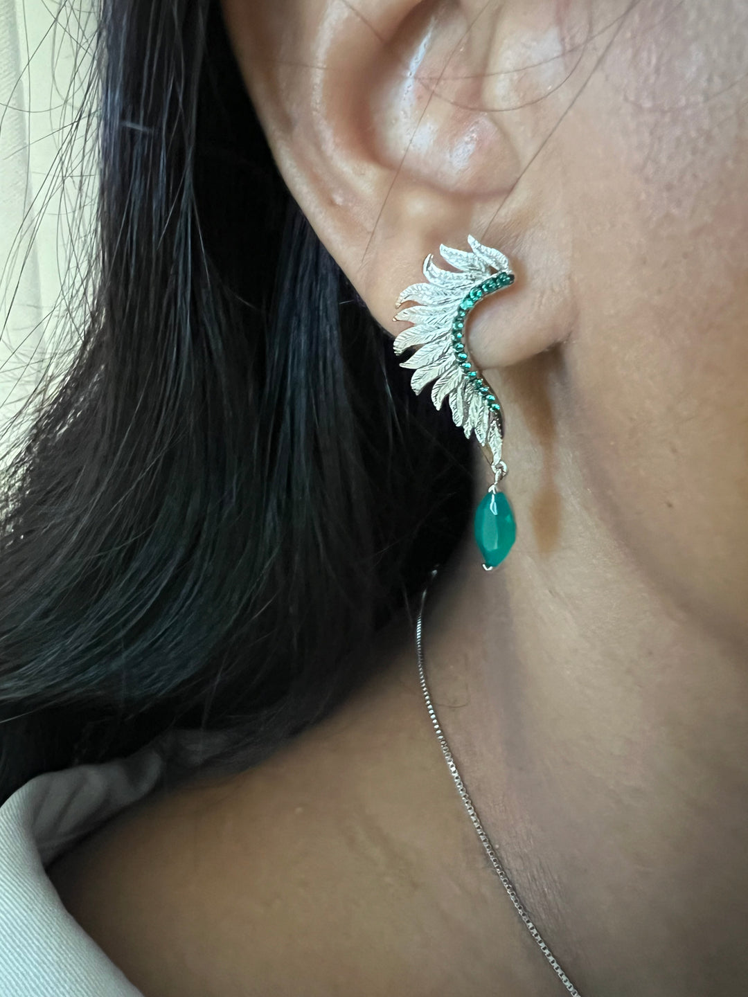 Elegant Agate Stone 925 Silver Pendant Chain Necklace Set | SHIVKA | Lightweight Dinner Jewelry