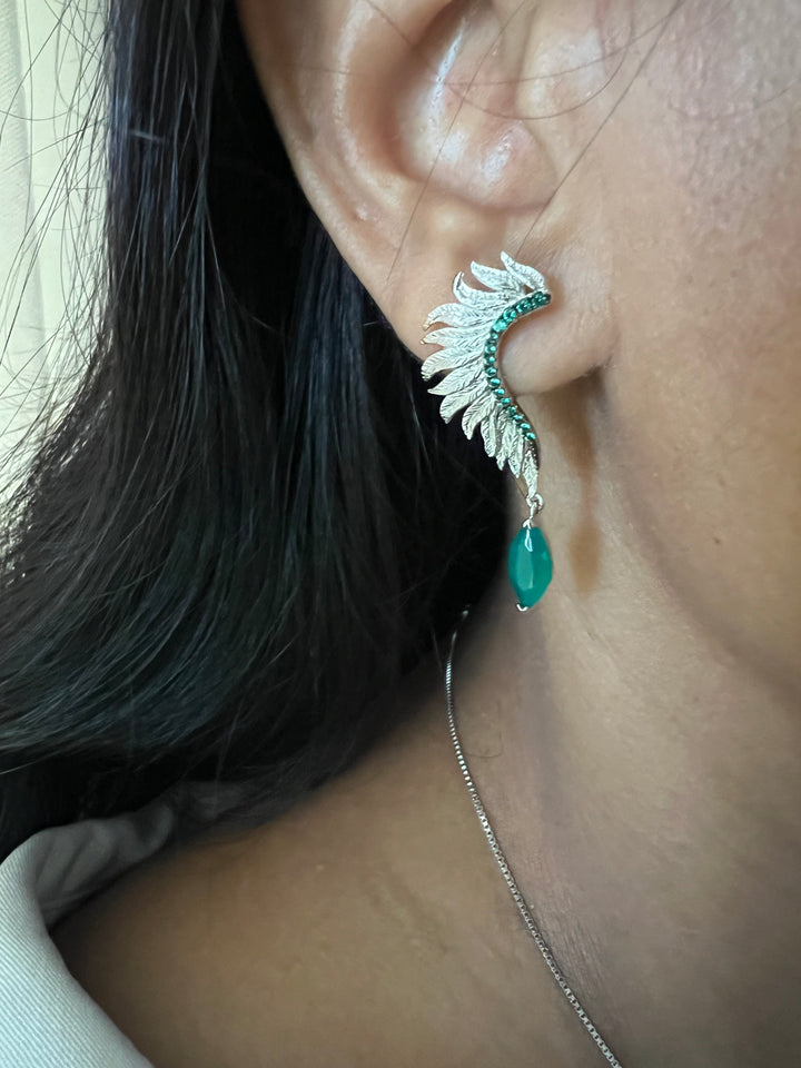 Elegant Agate Stone 925 Silver Pendant Chain Necklace Set | SHIVKA | Lightweight Dinner Jewelry