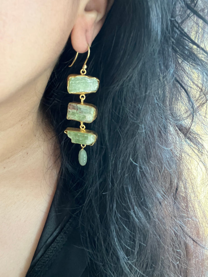 Asymmetric Aventurine Danglers