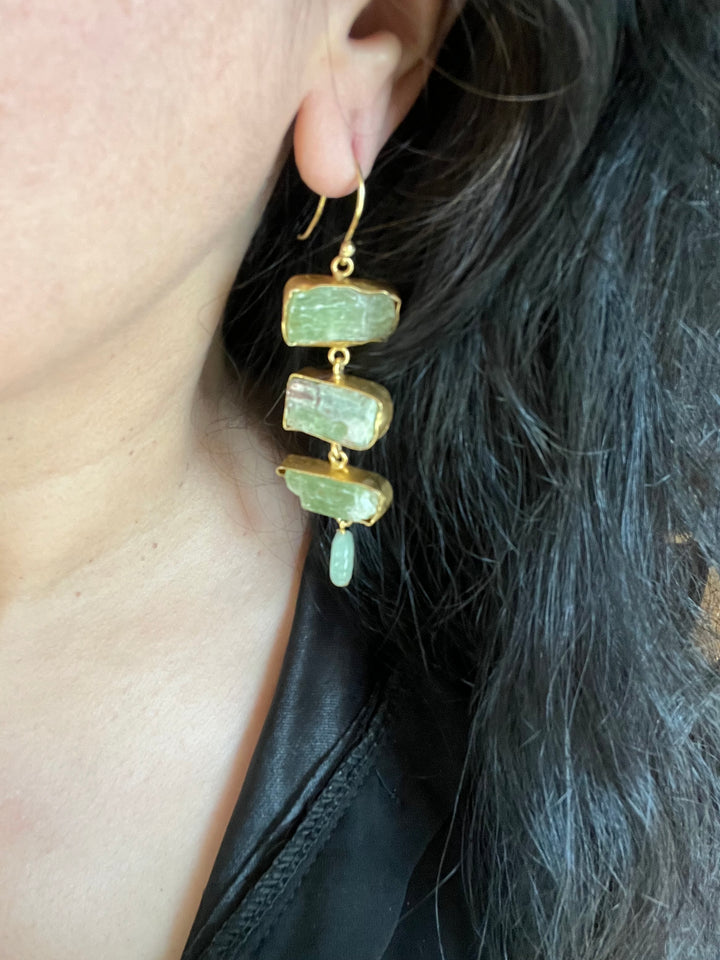 Asymmetric Aventurine Danglers