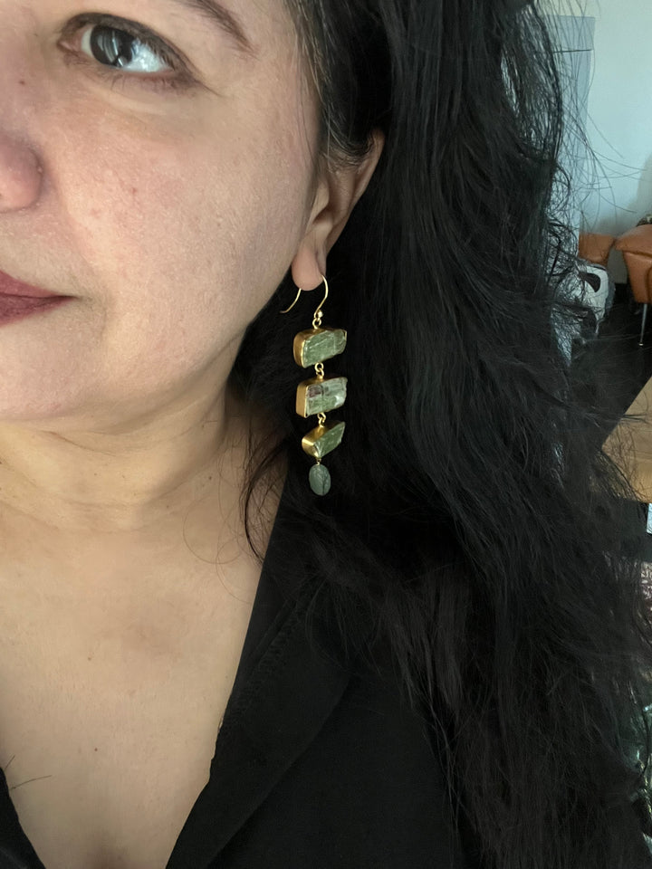 Asymmetric Aventurine Danglers