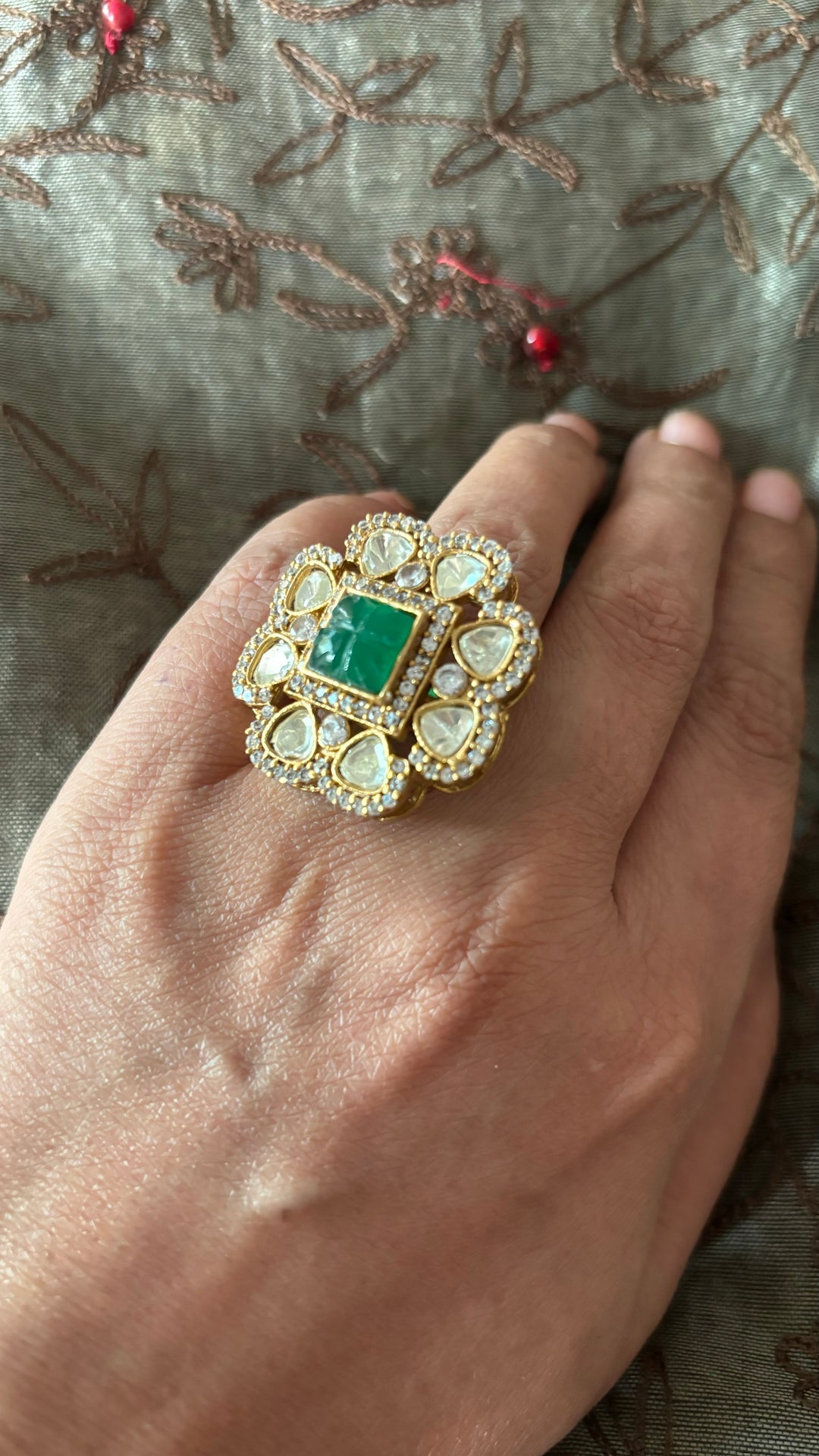 Elegant Victorian Kundan CZ Ring