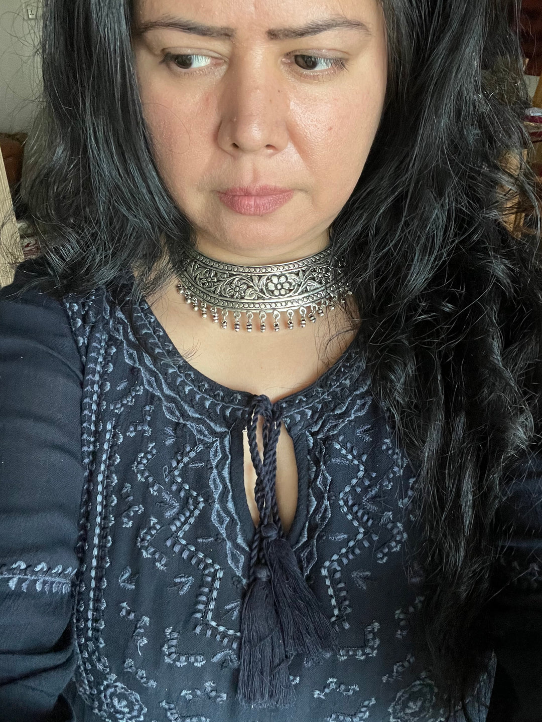 SHIVKA Pure 925 Silver Choker Necklace