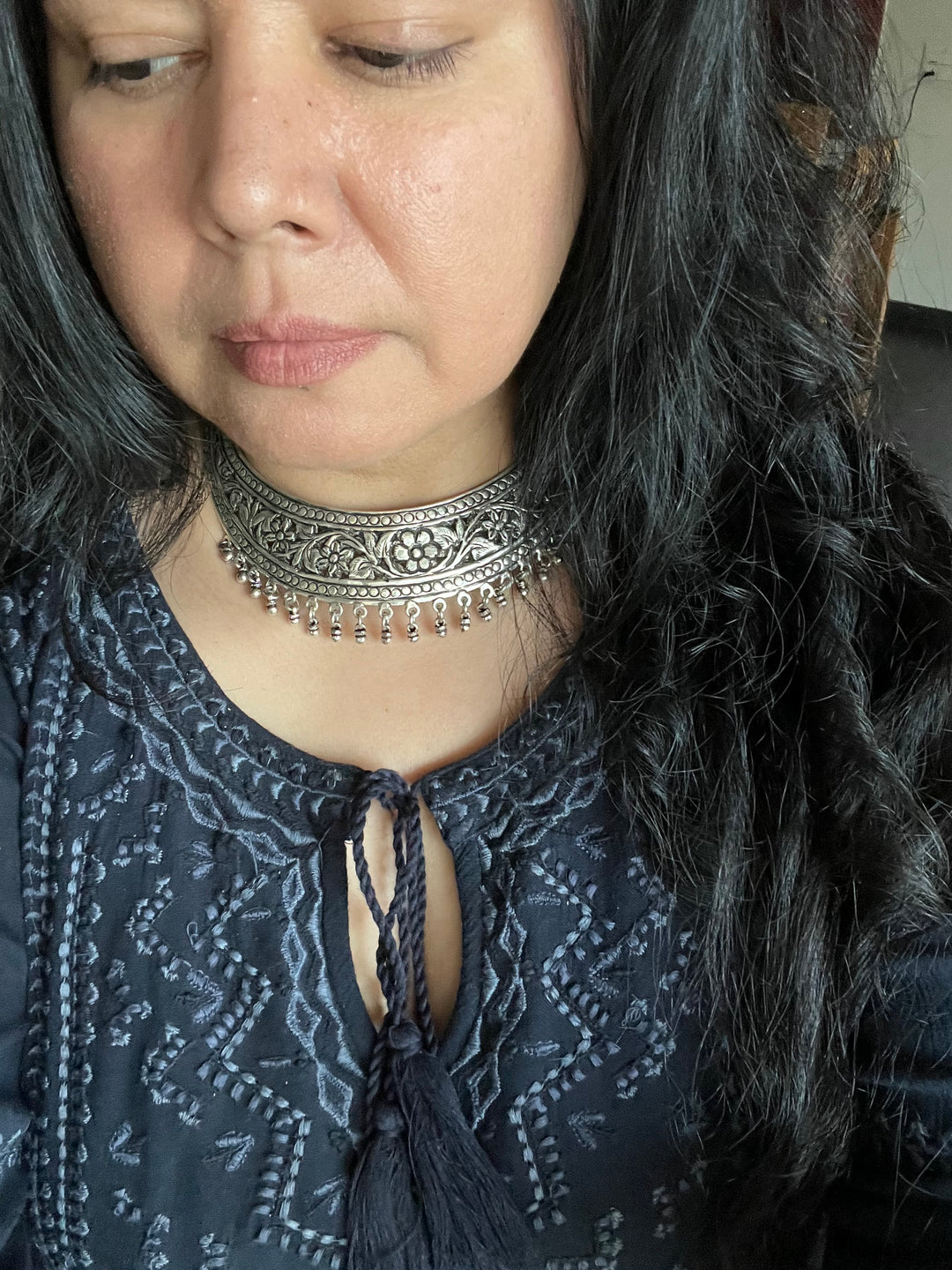 SHIVKA Pure 925 Silver Choker Necklace