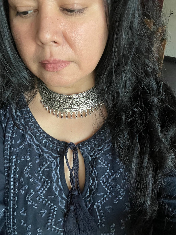 SHIVKA Pure 925 Silver Choker Necklace