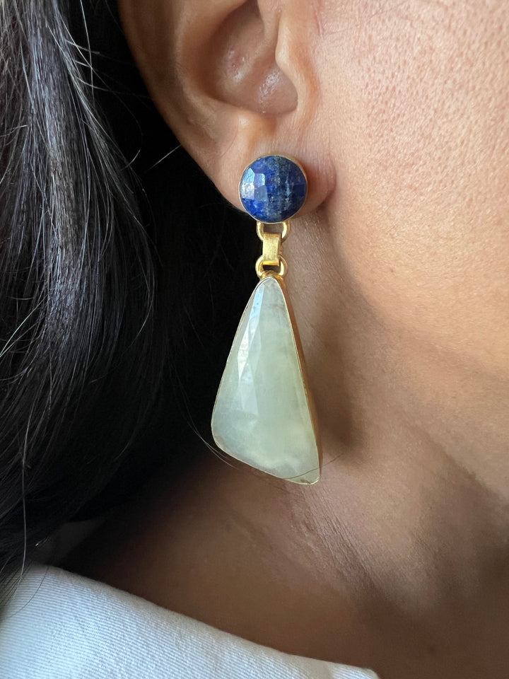 Lapis and Lemon Quartz Earrings