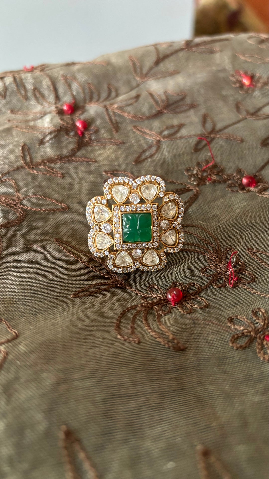 Elegant Victorian Kundan CZ Ring