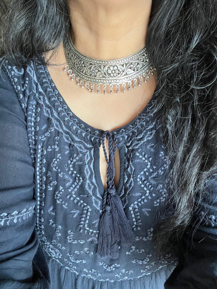 SHIVKA Pure 925 Silver Choker Necklace