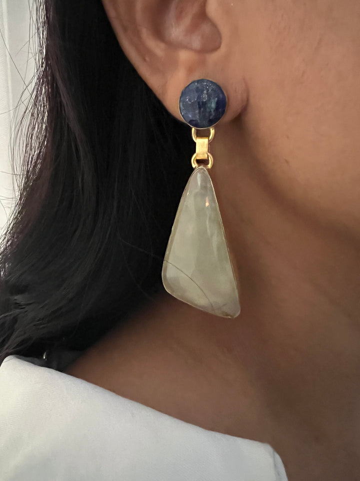Lapis and Lemon Quartz Earrings