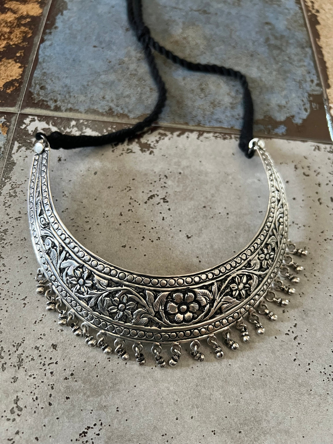 SHIVKA Pure 925 Silver Choker Necklace