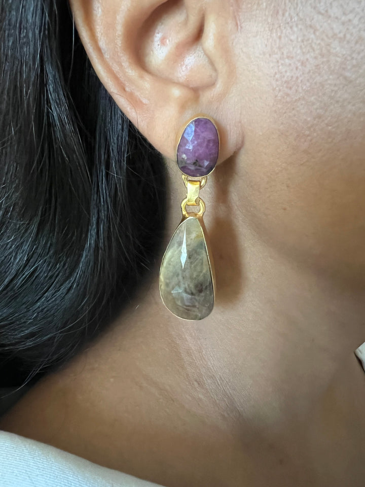 Premium Ruby and Sapphire Earrings