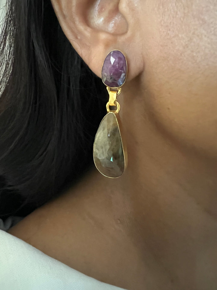 Premium Ruby and Sapphire Earrings