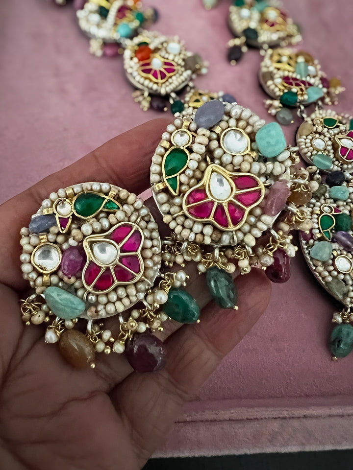 Handmade 925 Silver Nakhra Gemstone Necklace Set | SHIVKA