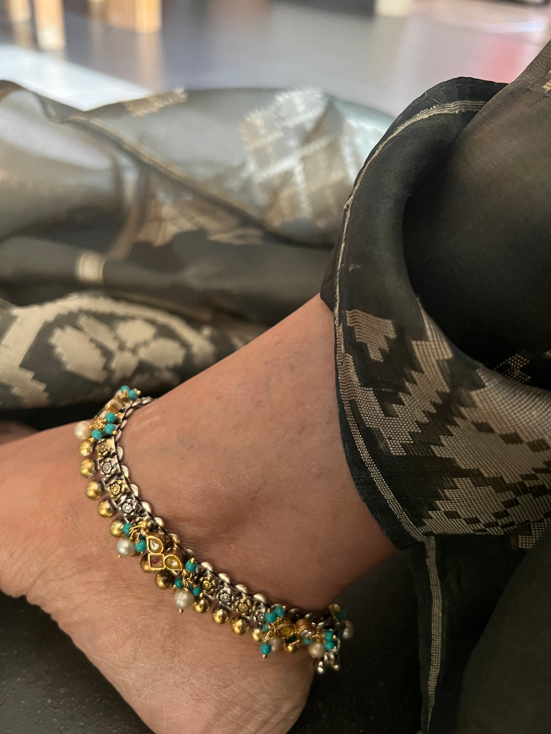 Nakhra Pure 925 Silver Fusion Payal (Pair)/ Real Silver Anklets