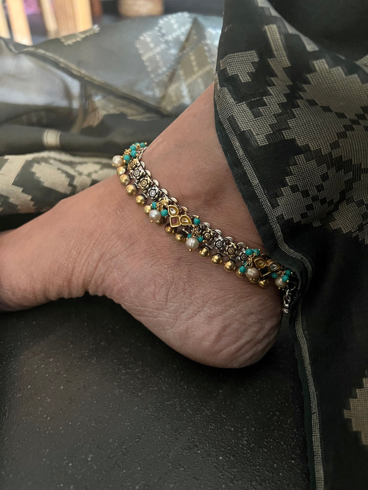 Nakhra Pure 925 Silver Fusion Payal (Pair)/ Real Silver Anklets