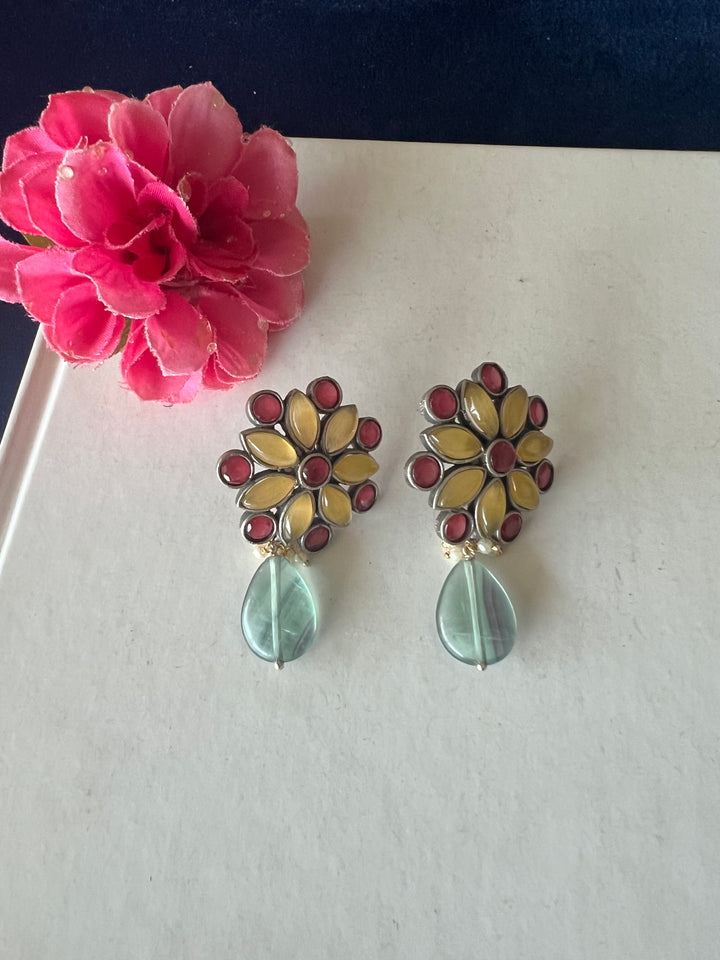 Natural Fluorite Drop Antique Earrings