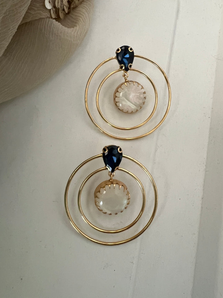 Natural Moonstone Spherical Earrings | Gold Plated Brass
