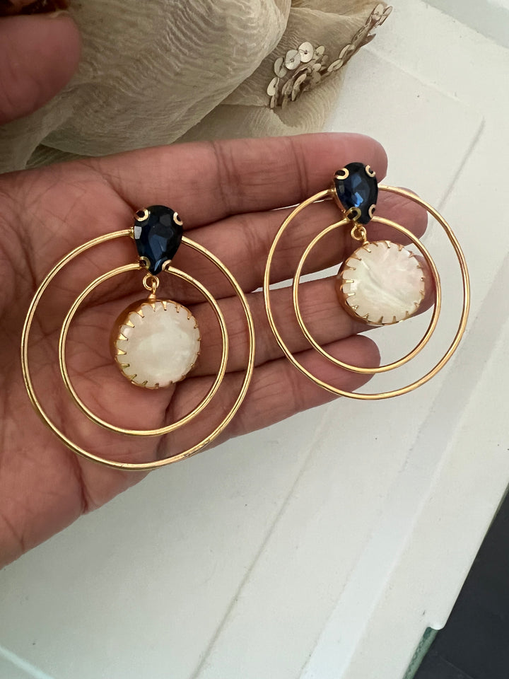 Natural Moonstone Spherical Earrings | Gold Plated Brass