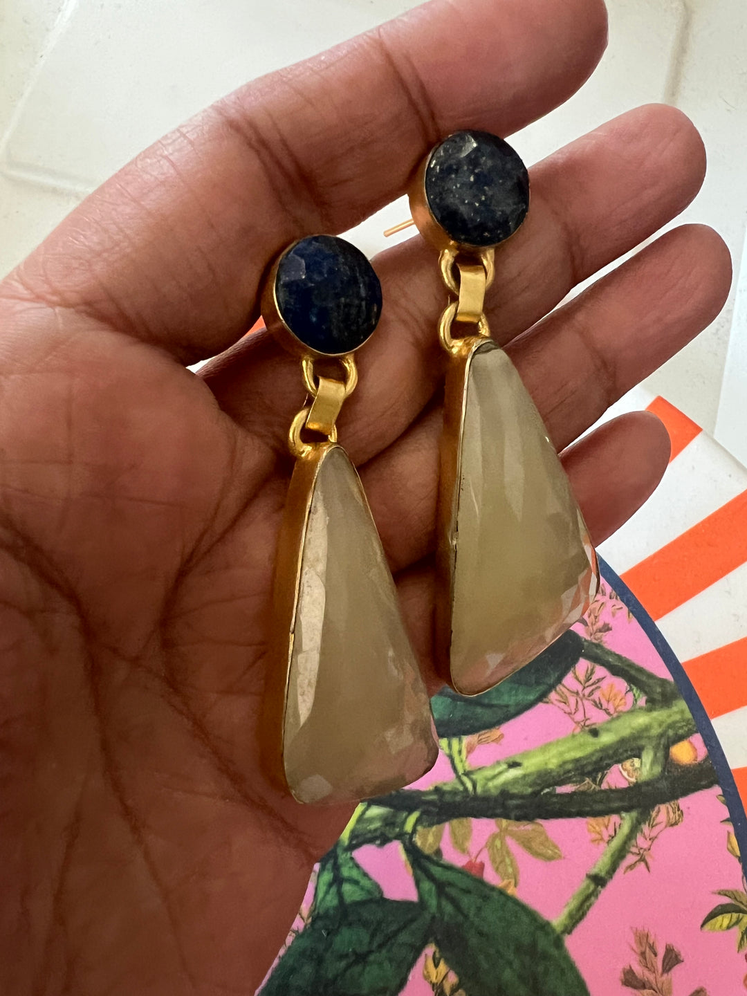 Lapis and Lemon Quartz Earrings