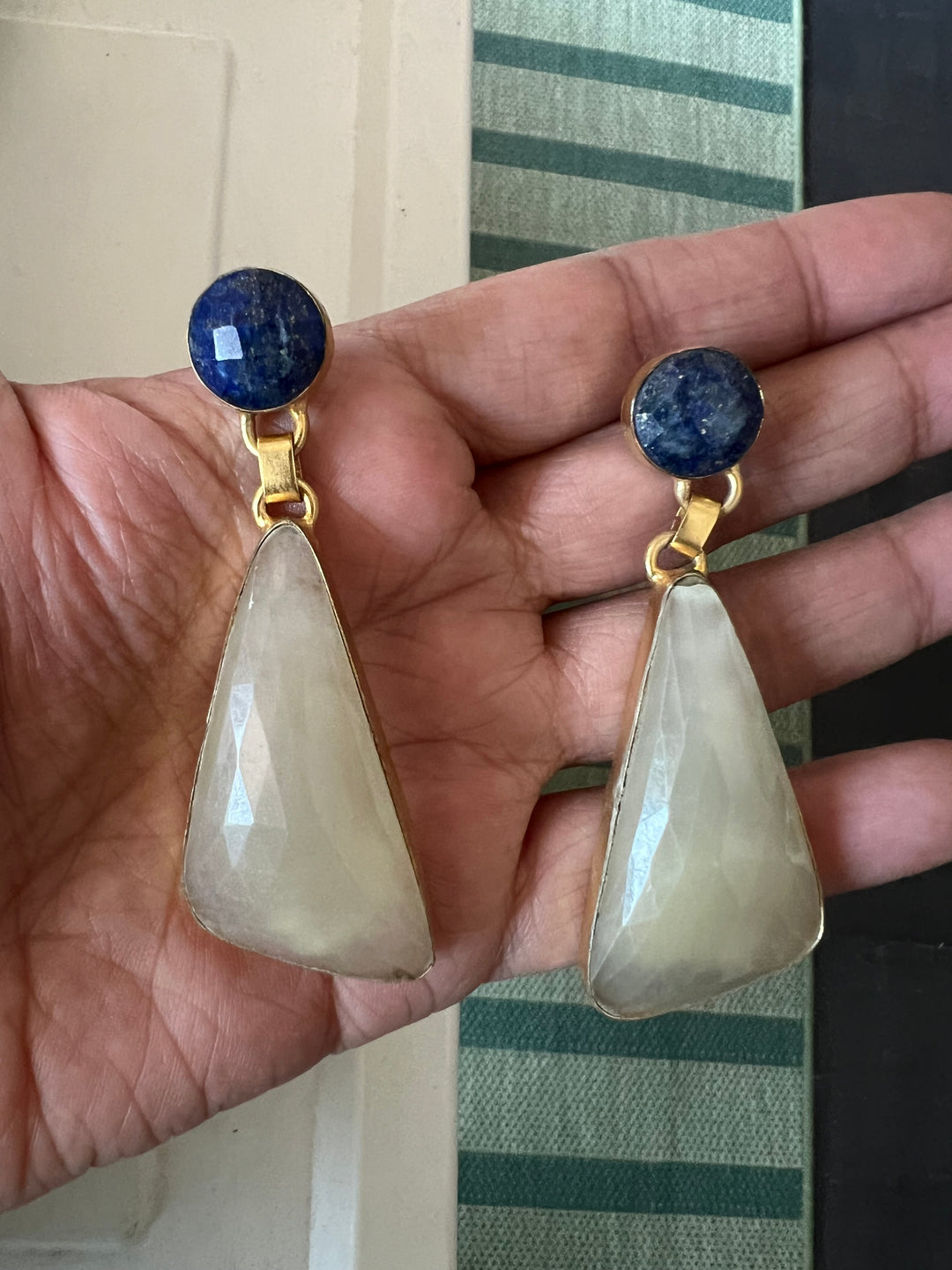 Lapis and Lemon Quartz Earrings