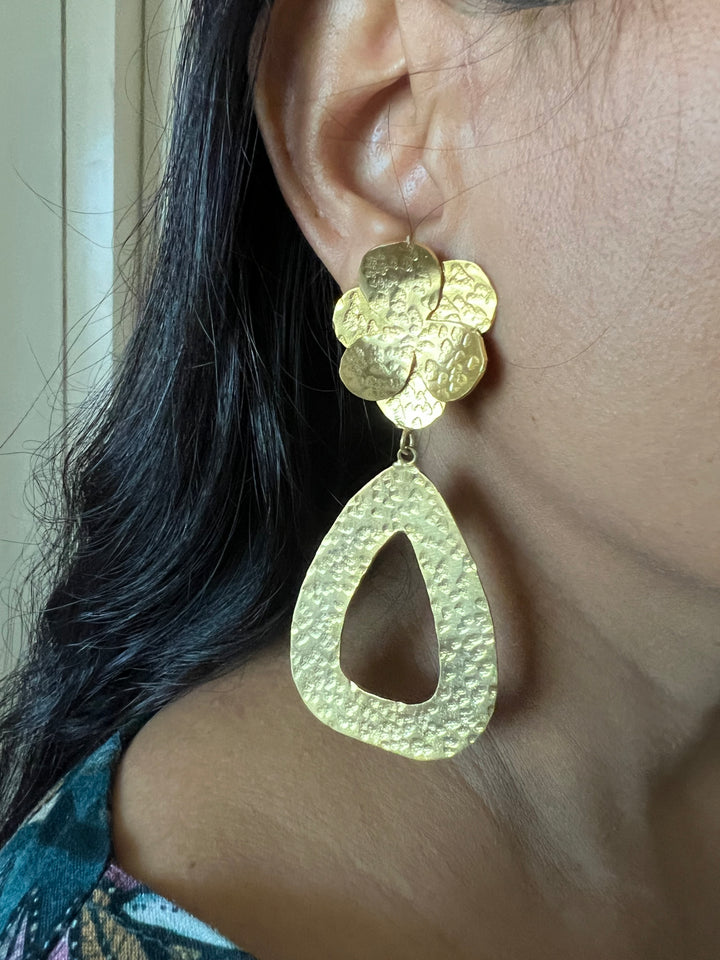 Statement Hammered Long Danglers
