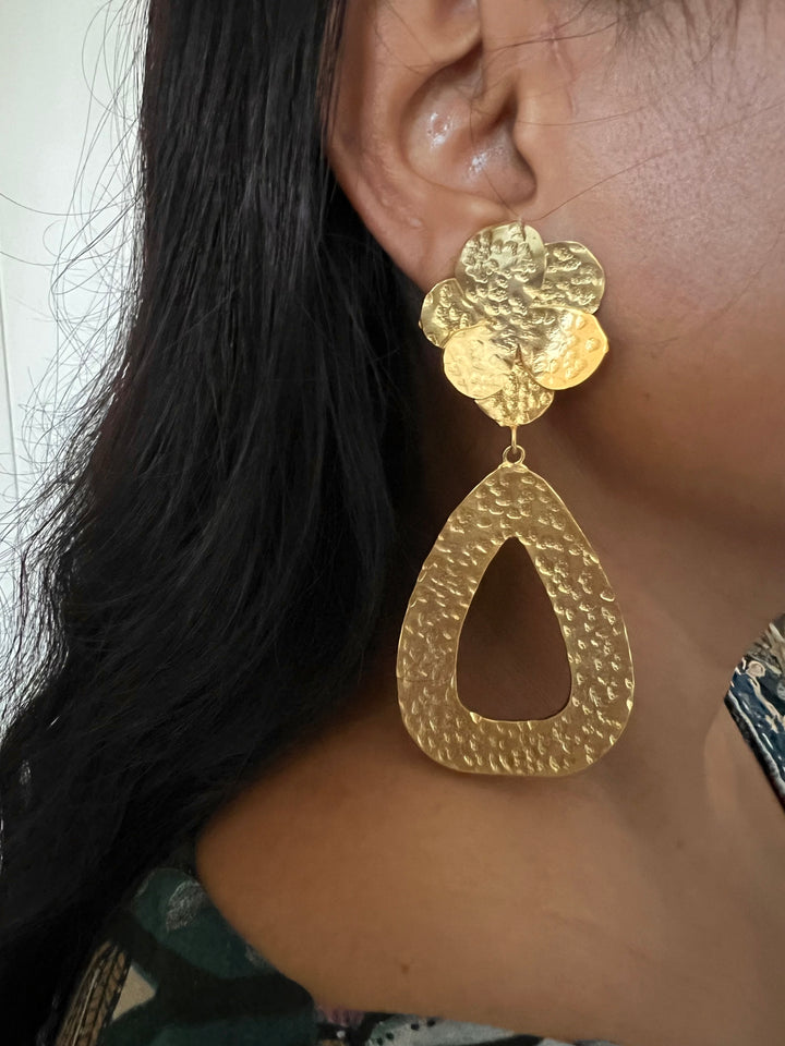 Statement Hammered Long Danglers