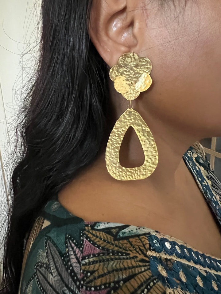 Statement Hammered Long Danglers