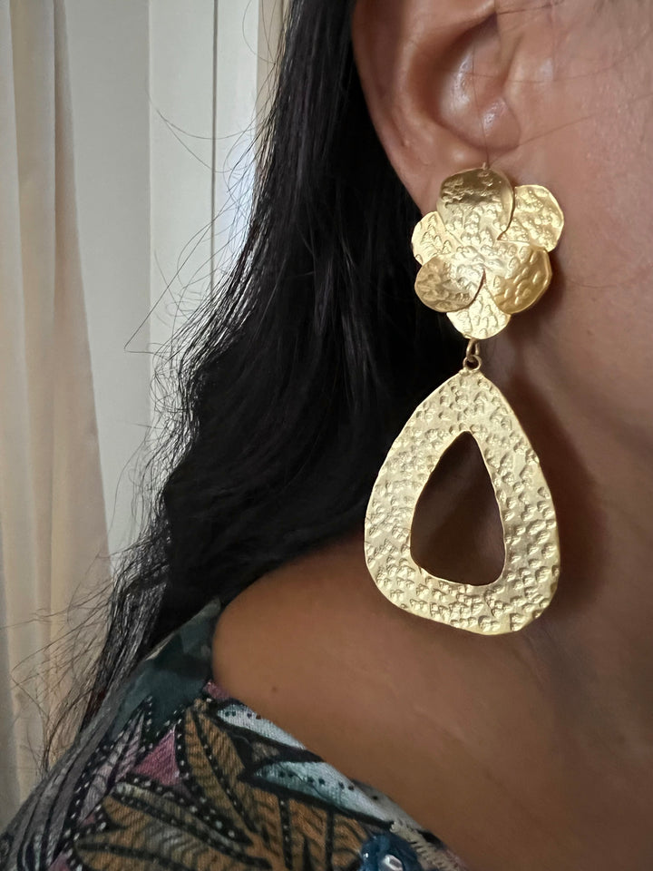 Statement Hammered Long Danglers