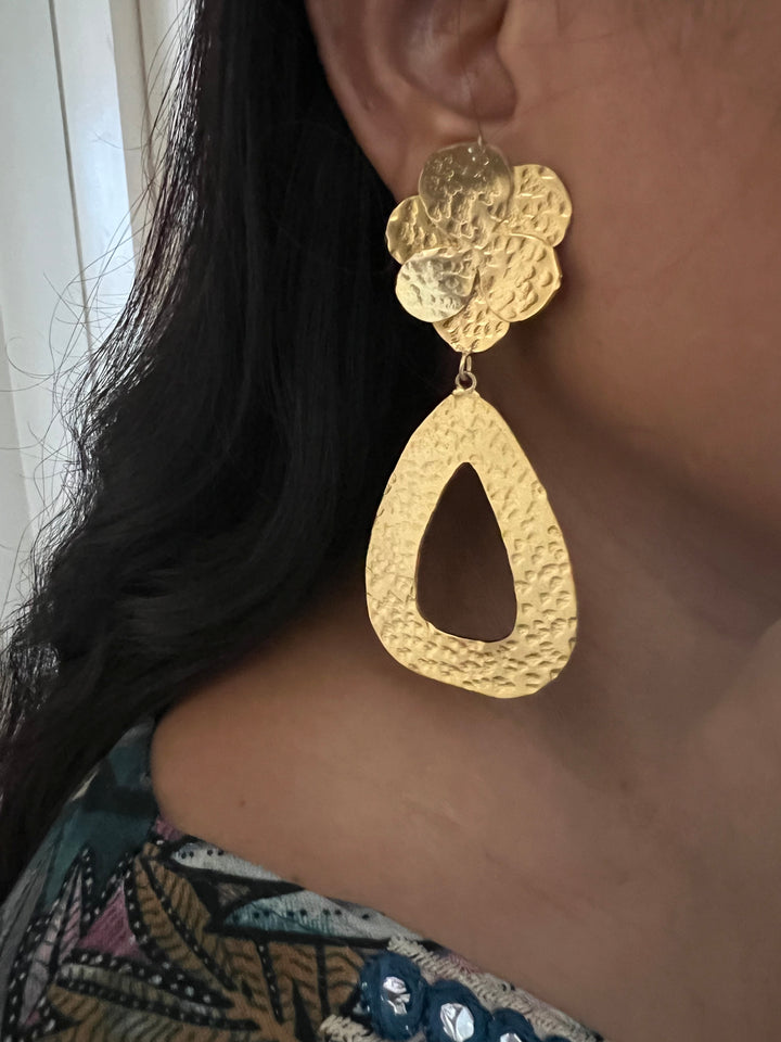 Statement Hammered Long Danglers