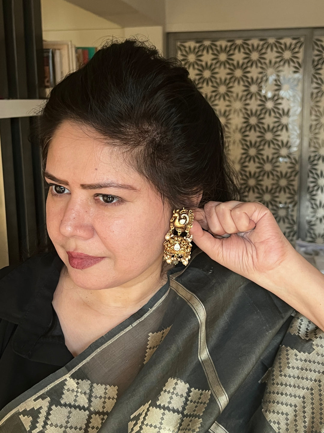 Nakashi Moissanite Peacock Jhumkas