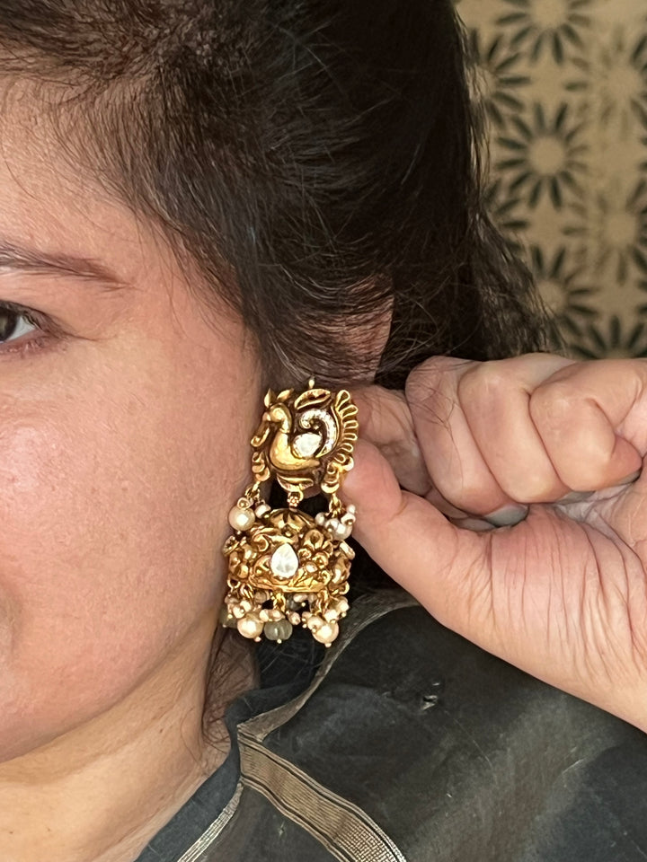 Nakashi Moissanite Peacock Jhumkas