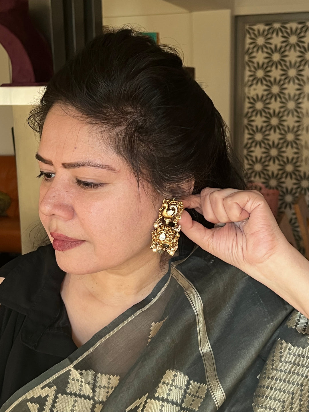 Nakashi Moissanite Peacock Jhumkas