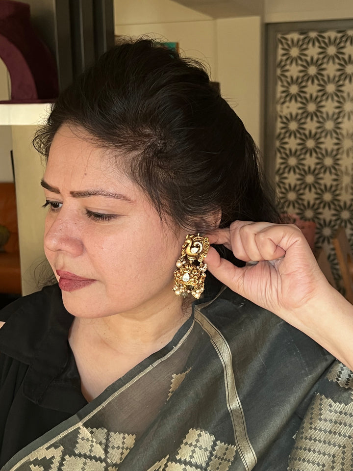 Nakashi Moissanite Peacock Jhumkas