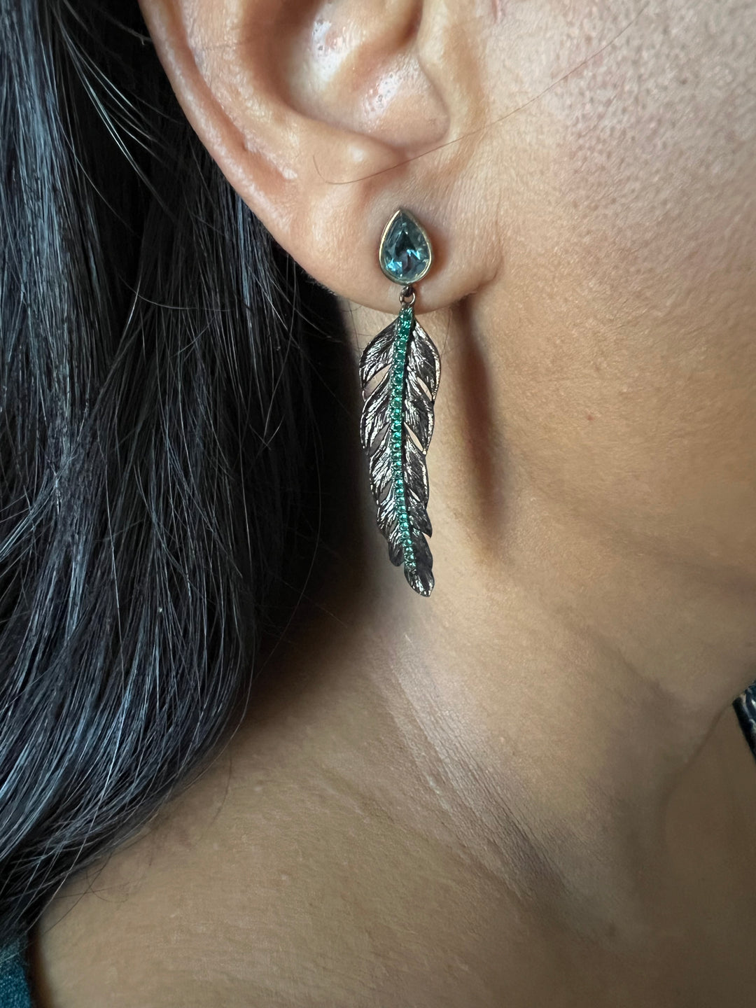 Minimalist 925 Silver Amethyst Leaf Earrings